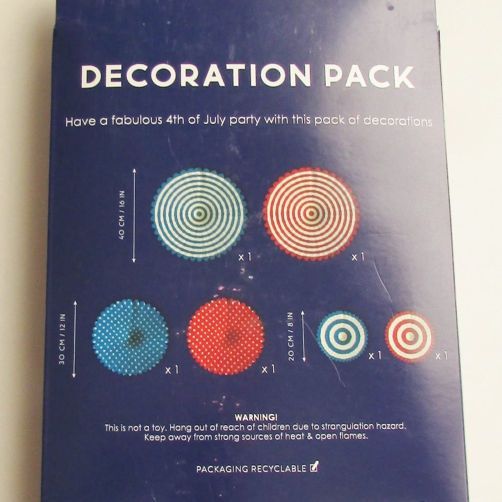 4th of July Mixed Paper Fan Reusable Decoration Pack 6 Total Pieces NEW - Picture 4 of 5
